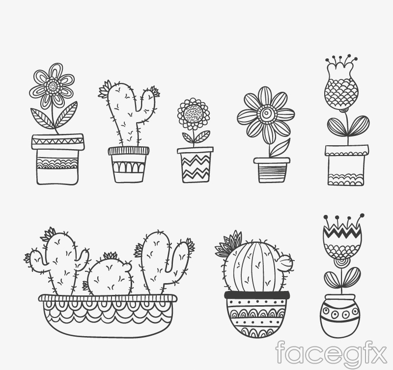 8 hand-painted flower pot vector – Over millions vectors, stock photos