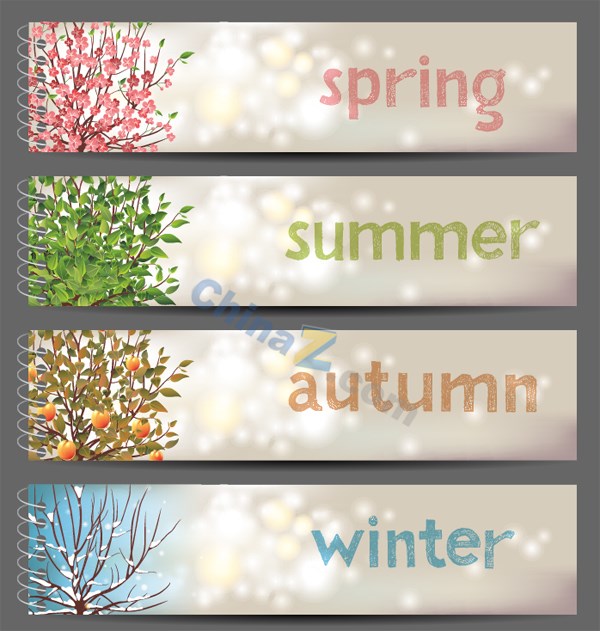 Four Seasons Color Banners Vector Templates Over Millions Vectors 